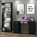 Escrivaninha Madesa Alaska + Estante Livreiro 6908 Preto