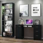 Escrivaninha Madesa Alaska + Estante Livreiro 6908 Preto
