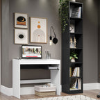 Escrivaninha Madesa Rubi + Estante Livreiro 6906 Branco/Preto