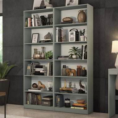 Kit Madesa com 2 Estantes Livreiro 6908 Cinza