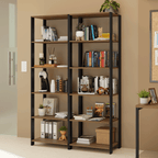 Estante Armário Multiuso para Escritório 118cm 10 Prateleiras Rustic/Preto Madesa