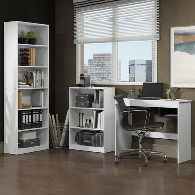 Escrivaninha Madesa Rubi + Estante 6908 + Estante 6907 Branco/Preto
