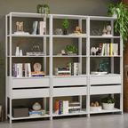 Estante Armário Multiuso para Livros 6 Gavetas 12 Prateleiras 210cm Branco Madesa