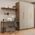 Conjunto Home Office 2 Armários Neo 1 Escrivaninha 2 Prateleiras Rustic/Crema Madesa