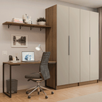 Conjunto Home Office 2 Armários Neo 1 Escrivaninha 2 Prateleiras Rustic/Crema Madesa