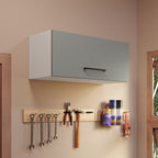 Armário Aéreo Multiuso 80cm 1 Porta Basculante Branco/Cinza Agata Madesa