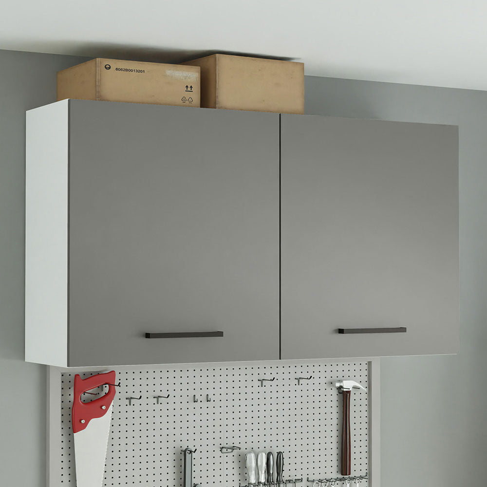 Armário Aéreo Multiuso 120cm 2 Portas Branco/Cinza Agata Madesa