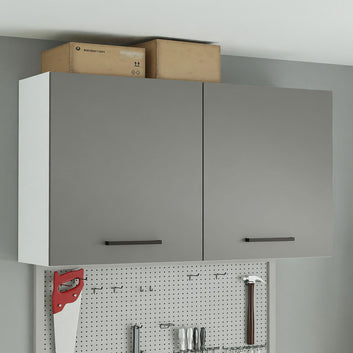 Armário Aéreo Multiuso 120cm 2 Portas Branco/Cinza Agata Madesa