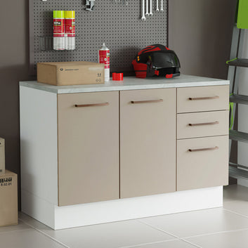 Balcão Multiuso 120cm 2 Portas 3 Gavetas Branco/Crema Agata Madesa