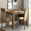 Conjunto Sala de Jantar Madesa Lola Mesa Tampo de Madeira com 2 Cadeiras Rustic/Crema/Sintético Bege