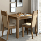 Conjunto Sala de Jantar Madesa Lola Mesa Tampo de Madeira com 2 Cadeiras Rustic/Crema/Sintético Bege