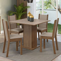 Conjunto Sala de Jantar Mesa Tampo de Madeira com 4 Cadeiras Rustic/Crema/Sintético Bege Madesa Alana