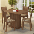 Conjunto Sala de Jantar Madesa Luana Mesa Tampo de Madeira com 4 Cadeiras Rustic/Bege Marrom