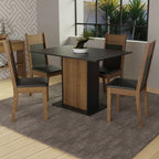 Conjunto Sala de Jantar Madesa Sheila Mesa Tampo de Madeira com 4 Cadeiras Rustic/Preto