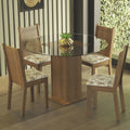 Conjunto Sala de Jantar Madesa Débora Mesa Tampo de Vidro Redondo 4 Cadeiras Rustic/Lírio Bege