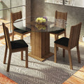 Conjunto Sala de Jantar Madesa Paula Mesa Tampo de Vidro Redondo 4 Cadeiras Rustic/Preto