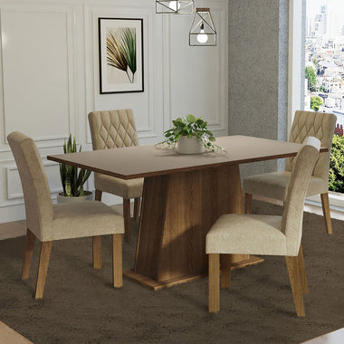 Conjunto Sala de Jantar Mesa Tampo de Madeira 4 Cadeiras Rustic/Crema/Imperial Ashley Madesa