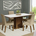 Conjunto Sala de Jantar Mesa Tampo de Madeira 4 Cadeiras Rustic/Branco/Imperial Keila Madesa