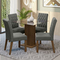 Conjunto Sala de Jantar Mesa Tampo de Vidro 4 Cadeiras Rustic/Silver Noemi Madesa