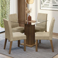 Conjunto Sala de Jantar Mesa Tampo de Vidro 4 Cadeiras Rustic/Imperial Ivy Madesa