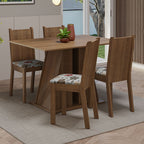Conjunto Sala de Jantar Mesa Tampo de Madeira 4 Cadeiras Rustic/Hibiscos Marilyn Madesa