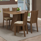 Conjunto Sala de Jantar Mesa Tampo de Madeira 4 Cadeiras Rustic/Lírio Bege Marilyn Madesa