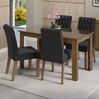 Conjunto Sala de Jantar Mesa Tampo de Vidro 4 Cadeiras Rustic/Oxford Celina Madesa