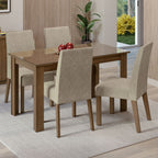 Conjunto Sala de Jantar Mesa Tampo de Vidro 4 Cadeiras Rustic/Imperial Antônia Madesa