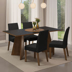 Conjunto Sala de Jantar Mesa Tampo de Madeira 4 Cadeiras Rustic/Preto/Oxford April Madesa