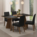 Conjunto Sala de Jantar Mesa Tampo de Vidro 4 Cadeiras Rustic/Preto/Oxford Taylor Madesa