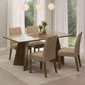 Conjunto Sala de Jantar Mesa Tampo de Vidro 4 Cadeiras Rustic/Crema/Imperial Taylor Madesa