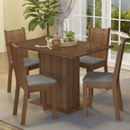 Conjunto Sala de Jantar Mesa Tampo de Vidro 4 Cadeiras Rustic/Silver Camélia Madesa