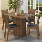 Conjunto Sala de Jantar Mesa Tampo de Vidro 4 Cadeiras Rustic/Preto Camélia Madesa