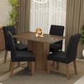 Conjunto Sala de Jantar Mesa Tampo de Vidro 4 Cadeiras Rustic/Oxford Reale Madesa