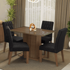 Conjunto Sala de Jantar Mesa Tampo de Vidro 4 Cadeiras Rustic/Oxford Reale Madesa