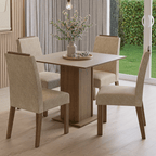 Conjunto Sala de Jantar Tampo de Madeira 4 Cadeiras Rustic/Crema/imperial Aspen Madesa