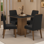 Conjunto Sala de Jantar Tampo de Madeira 4 Cadeiras Rustic/Preto/Oxford Cannes Madesa