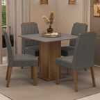 Conjunto Sala de Jantar Tampo de Madeira 4 Cadeiras Rustic/Cinza/Silver Cannes Madesa