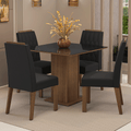 Conjunto Sala de Jantar Tampo de Vidro 4 Cadeiras Rustic/Preto/Oxford Capri Madesa