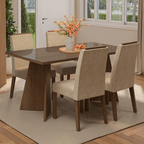 Conjunto Sala de Jantar Tampo de Vidro 4 Cadeiras Rustic/Imperial Braga Madesa