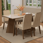 Conjunto Sala de Jantar Tampo de Vidro 4 Cadeiras Rustic/Crema/Imperial Braga Madesa