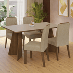 Conjunto Sala de Jantar Tampo de Madeira 4 Cadeiras Rustic/Crema/Imperial Tulum Madesa