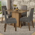 Conjunto Sala de Jantar Tampo de Vidro 4 Cadeiras Rustic/Silver Jasmin Madesa