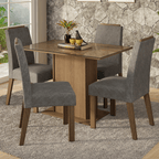 Conjunto Sala de Jantar Tampo de Vidro 4 Cadeiras Rustic/Silver Jasmin Madesa