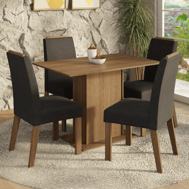 Conjunto Sala de Jantar Tampo de Madeira 4 Cadeiras Rustic/Oxford Acácia Madesa