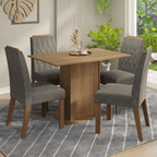 Conjunto Sala de Jantar Tampo de Madeira 4 Cadeiras Rustic/Silver Romã Madesa