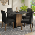 Conjunto Sala de Jantar Tampo de Madeira 4 Cadeiras Rustic/Preto/Oxford Romã Madesa