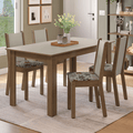 Conjunto Sala de Jantar Alva Mesa Tampo de Madeira 4 Cadeiras Rustic/Crema/Floral Hibiscos Madesa