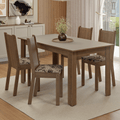 Conjunto Sala de Jantar Amora Mesa Tampo de Madeira 4 Cadeiras Rustic/Crema/Bege Marrom Madesa