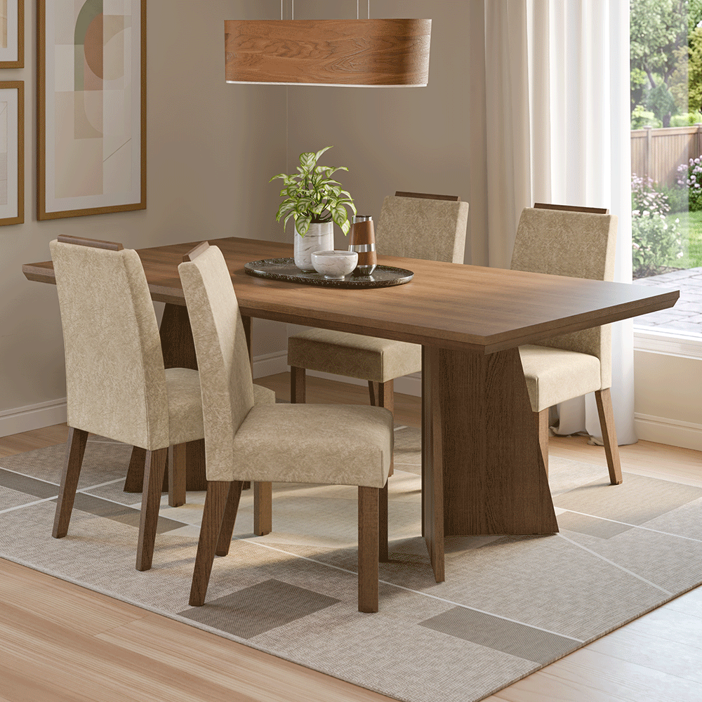 Conjunto Sala de Jantar Tampo de Madeira 4 Cadeiras Rustic/Imperial Arles Madesa